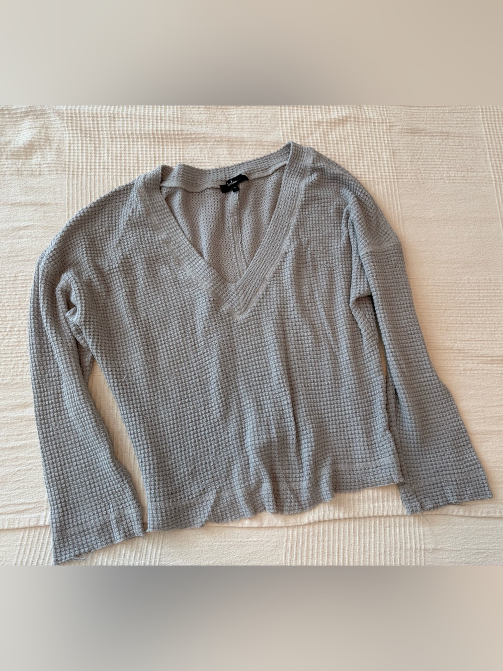 Lulus Light Gray Waffle Knit Long Sleeve